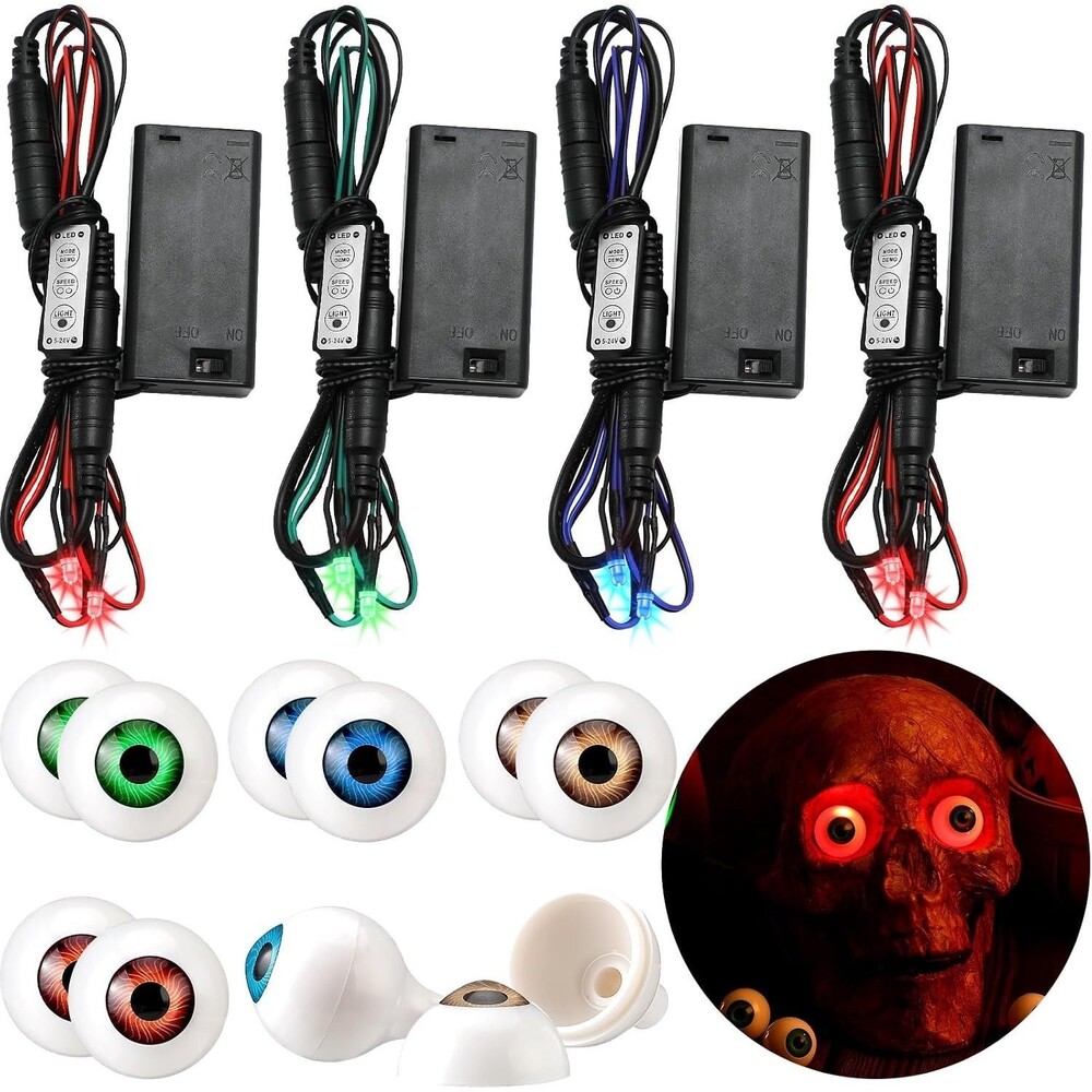 8 Pack Halloween LED Glowing Eye, Micro Effect Controller, Plastic Eyeball